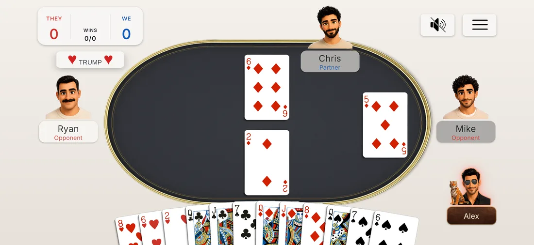 KORT game table in landscape mode